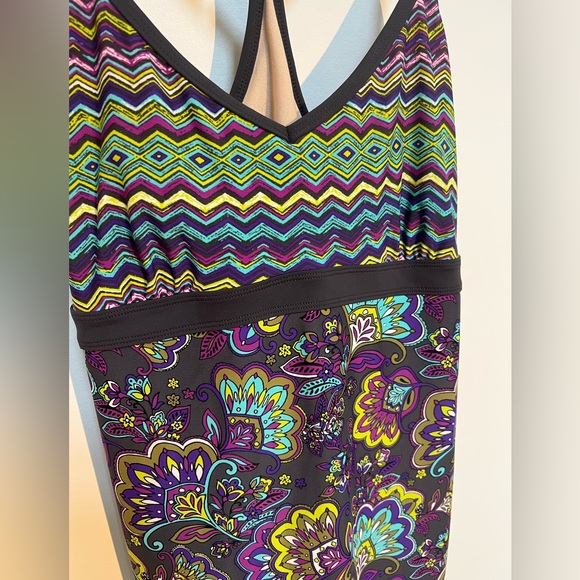 Athleta Swim Dress Paisley Blue/Purple/Grey. Size Medium - Picture 2 of 6